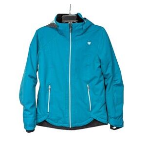 Obermeyer Girls Kenzie Insulated Snow Ski Jacket L 14-16 Teal Hooded Full Zip